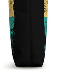Side view of Retro Wing Surfing Tote Bag for Men with dope vintage wingfoil design, showing colorful abstract vertical stripe pattern