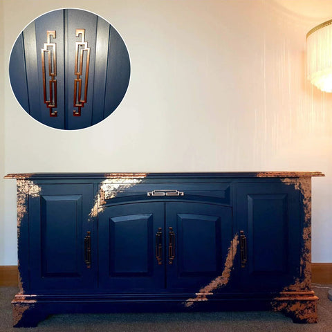 Set Of 5 Vintage Retro Style Kitchen Cabinet Door Handles And Drawer Pulls 177mm Length 6.97 Inches Antique Bronze on cabinet