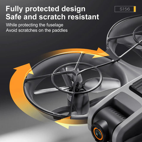 Close-up of Big Screen Remote Control Drone With Dual Cameras, Full Prop Guard showing protective design and propellers.