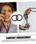 Premium Stethoscope Replacement Diaphragm Assembly Ring With Spot On Acoustic Membrane For Clinic Repairs and Medical Diagnostics with two black rings.