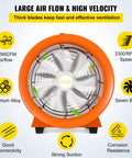 High Velocity Portable Axial Blower With 16 Ft Duct Hose, 12 Inch Fan, 2295 CFM Airflow, Durable Steel Frame, Front View