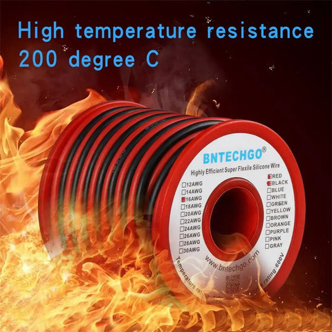 16 Gauge Silicone Wire Dual Color Spool Red And Black 25Ft Each Flexible 16 AWG Stranded Tinned Copper Wire