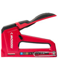 No Nonsense Heavy Duty Manual 2 In 1 Staple Gun And Brad Nailer for upholstery, in red, showcasing ergonomic design.