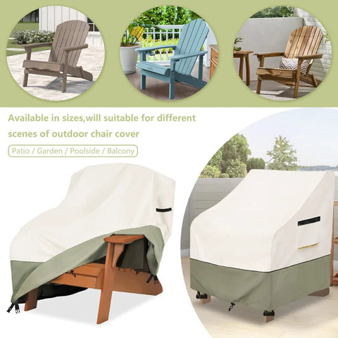 Heavy Duty 600D Waterproof Patio Adirondack Chair Cover 32 W x 35 D x 36 H Inches UV Resistant Beige Outdoor Furniture Protector
