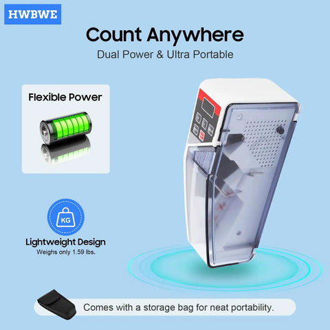 Ultra Portable Money Counter For Bills Mini Cash Counter Multi Currency 600 Bills Per Minute With UV And WM Detection shown