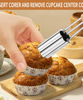 Crisp Flower Tip Cupcake Corer With Heavy Duty Plunger Handle for carving perfect centers in muffins, 6.3 inch handle.