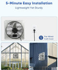 18 Inch Shutter Exhaust Fan High Speed Wall Mounted Vent Fan 2450 CFM with 1.65m Power Cord installed in greenhouse and shed.