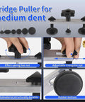 Bridge Puller set for medium dent with adjustable triangular nut and rubber bottom for dent removal.