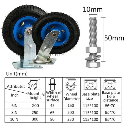 Heavy Duty Industrial Caster Wheels For Furniture And Workbenches Top Plate Rolling Castors With Swivel And Fixed Options diagram