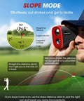 Golfer using Pro Grade Golf Rangefinder With Slope And Magnetic Mount, 1300 Yard Range, HD LCD Display on course.