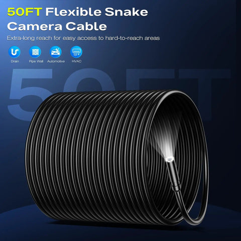 Borescope Camera With Light For Tight Spaces 4.3 Inch IPS HD Display Live View Inspection Camera With 50ft SemiRigid Cable Pro Grade High Definition 1920P Easy Snaking Access For Automotive Plumbing HVAC, 50ft cable
