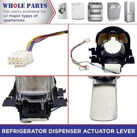 Refrigerator Dispenser Actuator Lever Replacement DA97-12628H components and wiring for compatible models