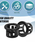 50 Pack 1/2 Inch Cable Snap Bushing Grommet Protector Black Round Nylon, durable snap-in design with high quality material text