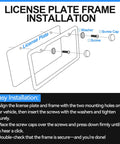 Installation diagram for Matte Black License Plate Frame No Cover State Name Universal Car Plate Frame With Two Holes Premium Rust Proof Aluminum