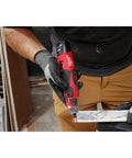Pro Grade M12 Cordless Brushless Rotary Tool With Snappy Variable Speed Dial And 12 Precision Settings delivering cuts on marble tile.