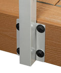 Complete 30 Ft Cable Railing Kit For Decks And Patios With Marine Grade Stainless Steel Wire Pre Drilled Powder Coated Posts Face Mount Hardware And Hand Tools Included 36 Inch Tall No Hassle Fence Fix close-up of silver face mount post attached to wooden deck surface