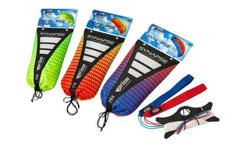 Synapse 140 Dual-Line Parafoil Kite packs with winder and lines, durable material with travel-friendly design for kids and adults