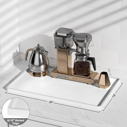 Silicone Coffee Mat 12 By 19 Inches, Waterproof Raised Edge Bar Mat for espresso station, holding coffee machine and kettle