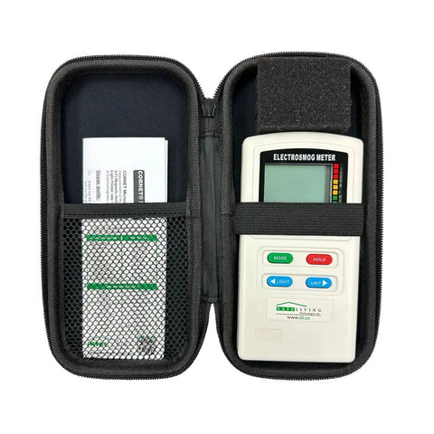Cornet ED98QPro5G Electrosmog Quad Mode Meter With RF Counter Detects Dominant 100 MHz To 4.2 GHz Source in carrying case