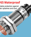 M18 Inductive Proximity Sensor Switch PR18 5DP Cylindrical Detector, IP65 waterproof, with 5mm sensing distance in close-up view