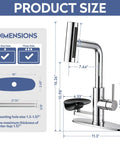 SINGSUO Pull Down Kitchen Faucet with Glass Rinser (Chrome) dimensions illustrated with sizing labels.