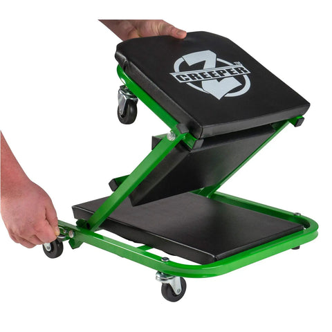 C2036DG Convertible Mechanic Creeper Converts To Seat With 300 Lb Capacity Black And Green Easy Roll Six Swivel Casters