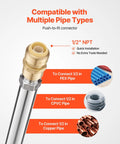 Frost Proof Outdoor Sillcock With No Fuss Anti Siphon Valve And Backflow Preventer Twelve Inch One Half Inch Push To Fit Connector To Three Quarter Inch Hose Bibb No Lead Frost Free Spigot for PEX, CPVC, Copper.