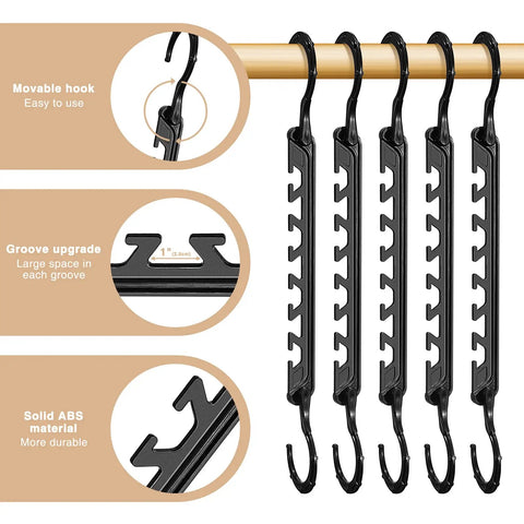 Magic Hangers Space Saving No Brainer 10 Pack Upgraded Sturdy Smart Space Saver Hangers Ultra Premium Black Hooks Triple Closet Space Maximizers For Closet Organization Storage And College Room Essentials