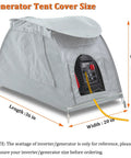 Portable Weatherproof Generator Shelter Tent For Rain Heavy Duty 600D Oxford Cover With Arch Frame And Double Roof Gray