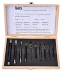10Pcs Thread Plug Gauges Double End Through Stop Hand Measurement Tool For Metric Threads displayed in wooden case