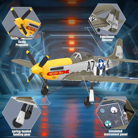 Powerful Brushless RC Plane For Adults With 4 Channel P51D Mustang RC Airplane 500mm Wingspan Warbird with detailed features