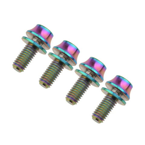 Colorful anodized titanium bicycle bottle cage bolts with washers
