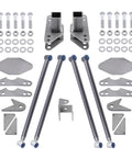 Beefy Adjustable Universal Parallel 4 Link Kit For Car Suspension Upgrades Heavy Duty Steel Links With Zinc End Caps 24 Inch Long Built For Hot Rods And Rat Rods Classic Cars And Air Ride Systems, steel bars and mounts