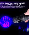 365Nm UV Flashlight Beast Workhorse illuminating handprint for forensic detection, with high-power 365nm wavelength in use.