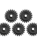 Five Piece Steel Servo Spur Gear Set With 24 Tooth Internal Spline, 0.8 Modulus For Precision Drive Systems displayed in a row