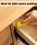 Hand using Micro Detail Sander Kit with 60 Assorted Sandpapers 60/80/120/180/240/320 Grit on narrow drawer gap for precise sanding