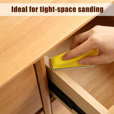 Hand using Micro Detail Sander Kit with 60 Assorted Sandpapers 60/80/120/180/240/320 Grit on narrow drawer gap for precise sanding