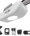 Ultra Quiet Half HP DC Belt Drive Garage Door Opener With Built In LED Light Remote Controls Keyless Entry Keypad Deluxe Wall Console