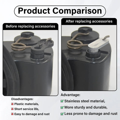 Gas Door Hinge Kit With Aluminum Spring Pin For 2015 2024 F150 Permanent Fuel Door Repair Fix comparison before after