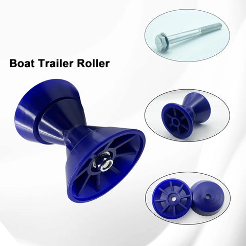 Tough As Nails 3 Inch Blue Polyurethane Boat Trailer Bow Bell Roller Kit with bolt detail and guide bells for easy launching.