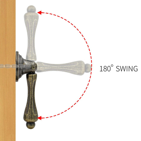 Antique Bronze Tear Drop Cabinet Pulls Set of 6 With Screws, showcasing 180 degree swing installation on a wooden cabinet door.