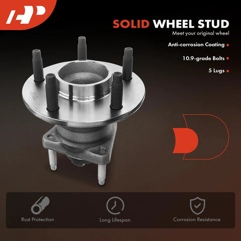 Solid wheel stud with anti-corrosion coating, 5 lugs, rust protection, for use on GM cars including Malibu and Pontiac G6.