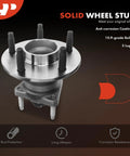 Two Pack Rear Wheel Bearing And Hub Assembly With Abs For Chevy Cobalt 2009 2010 HHR 2008 2010 Malibu 2004 2012 Pontiac G6 2005 2010 Saturn Aura 2007 2009 4 Wheel Abs Ready 5 Lug Fit Heavy Duty, shown with anti-corrosion coating and solid wheel stud.