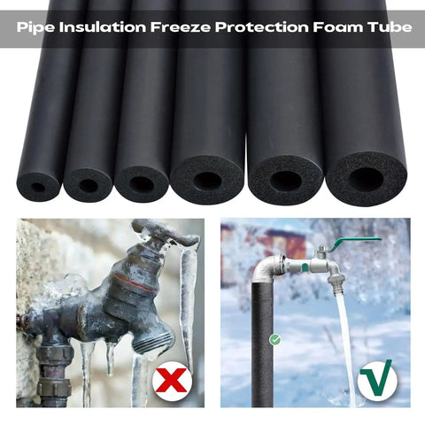 Beefed Up Foam Pipe Insulation Tube Kit For Water Lines And HVAC, 6.2 Ft Long With Inner Diameters, Waterproof Fire Resistant Wrap