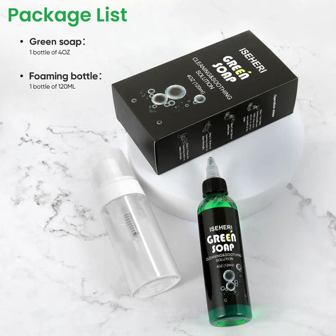 Ultra Concentrated Green Soap For Tats And Piercings With Foam Bottle 120ml 4OZ Clean Skin Gear Built For Safe Non Irritating Cleansing During Procedures And Aftercare, bottle and foam dispenser