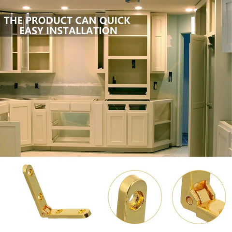 Wooden Box Hinges Set, Folding 90 Degree Zinc Alloy Hardware for cabinets, showcasing product close-up and kitchen install