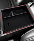 Center Console Organizer For Hyundai Santa Cruz 2022 2023 2024 2025 2026 Armrest Storage Box With Black And Red Non Slip Silicone Mats