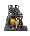 Front view of Triangular Track Skid Steer Loader T460 With 43.8 Inch Bucket 23HP Stand On Crawler Machine Hydraulic Drive