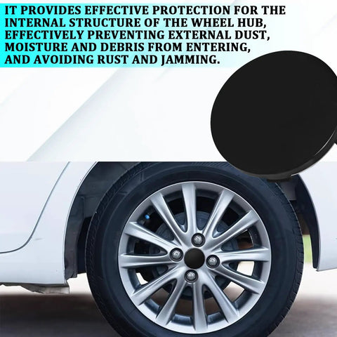 Rock Solid Heavy Duty Car Wheel Center Caps 4 Pack 60mm Outer 56mm Inner Premium ABS Chrome Plated Auto Hubcaps, installed on a wheel.