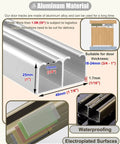 Aluminum material sliding door track with measurements and waterproof, electroplated finishes for durable use
